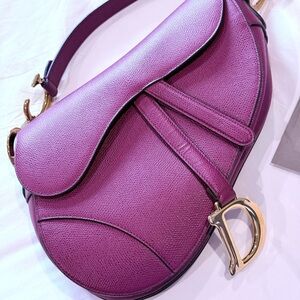 Dior Red Saddle Bag with Gold Hardware